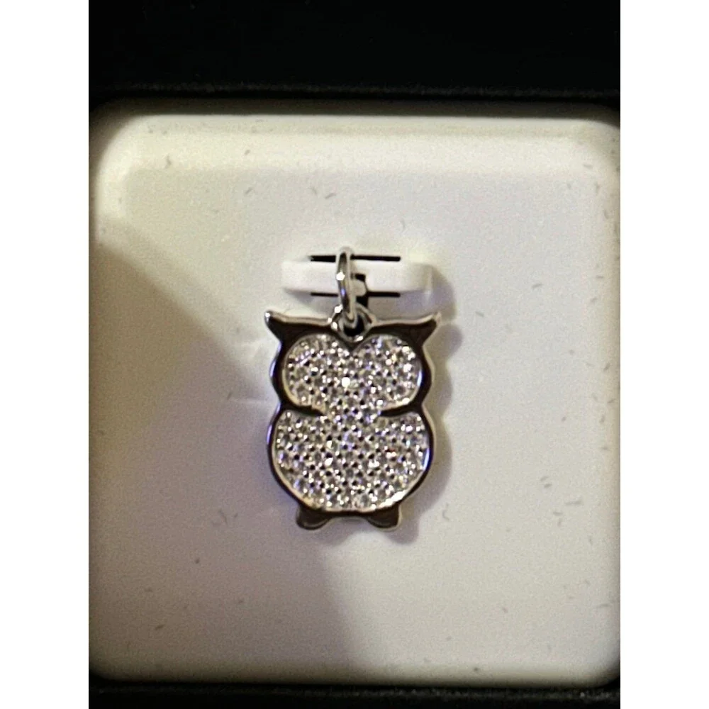 Adorable Sterling Silver & Moissanite Owl Pendant 1.0 CTW